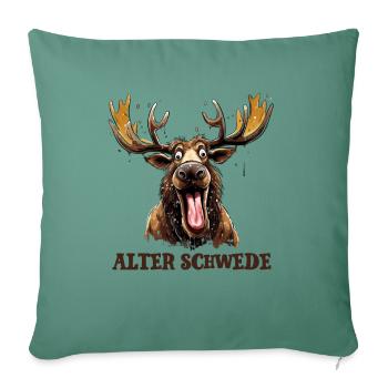 Alter Schwede verrückter Elch Design - Sofakissenbezug 45 x 45 cm - Tanngrün - Vorne