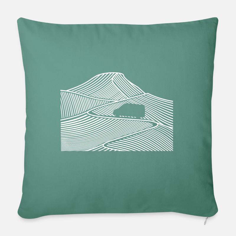 Berge, Camper Van, Wohnmobil, Campervan - Sofakissenbezug 45 x 45 cm - Tanngrün