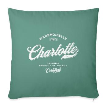 Mademoiselle Charlotte - Housse de coussin décorative 45 x 45 cm - vert sapin - Devant