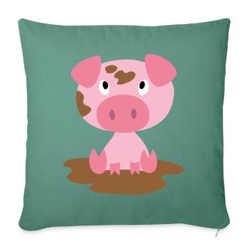 Children's clothing and accessories with pig pattern - Sofa pillowcase 17,3'' x 17,3'' (45 x 45 cm) - cypress green - Front