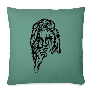 Tatto Flirting Girl Woman Men Tatto Motif - Sofa pillowcase 17,3'' x 17,3'' (45 x 45 cm) - cypress green - Front