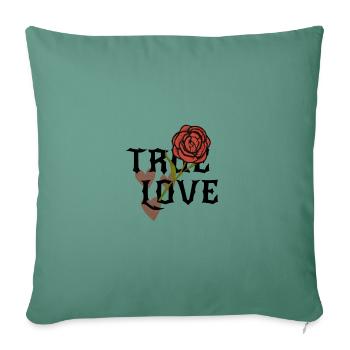 True Love Blossoming Feeling Heart and Rose - Sofa pillowcase 17,3'' x 17,3'' (45 x 45 cm) - cypress green - Front