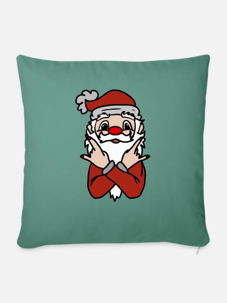 Santa Pose: Fingerzeichen Spaß - Sofakissenbezug 45 x 45 cm - Tanngrün