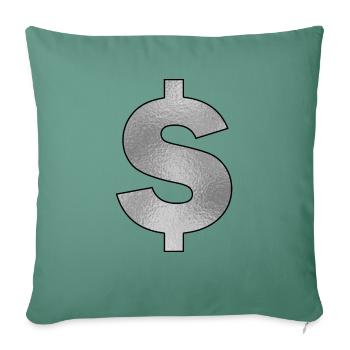 Signe de dollar en argent - Housse de coussin décorative 45 x 45 cm - vert sapin - Devant