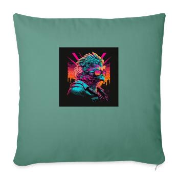 Poulet à lunettes Camel aux couleurs néon des années 80 - Housse de coussin décorative 45 x 45 cm - vert sapin - Devant