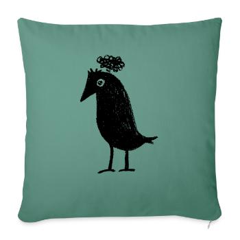 Thoughtful Raven Overthinker Thoughts ADHD Goth - Sofa pillowcase 17,3'' x 17,3'' (45 x 45 cm) - cypress green - Front