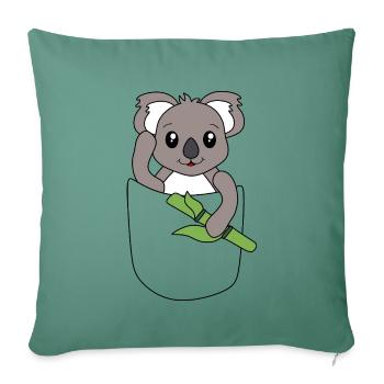 Koala dans la poche de poitrine - design animal mignon - Housse de coussin décorative 45 x 45 cm - vert sapin - Devant