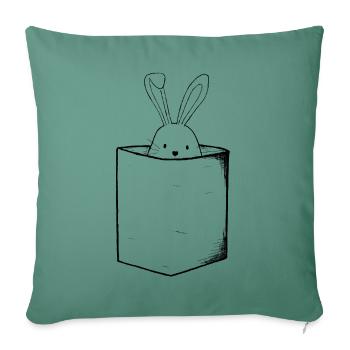 Chest pocket with bunny - Sofa pillowcase 17,3'' x 17,3'' (45 x 45 cm) - cypress green - Front