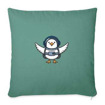 Comic Seagull Profession Astronaut in Space Spacesuit - Sofa pillowcase 17,3'' x 17,3'' (45 x 45 cm) - cypress green - Front