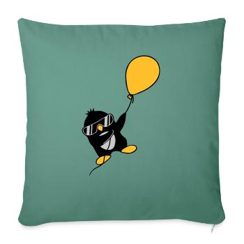 Le pingouin ballon s’envole - Housse de coussin décorative 45 x 45 cm - vert sapin - Devant