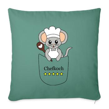 Chef Mouse – Funny Cooking Motif - Sofa pillowcase 17,3'' x 17,3'' (45 x 45 cm) - cypress green - Front