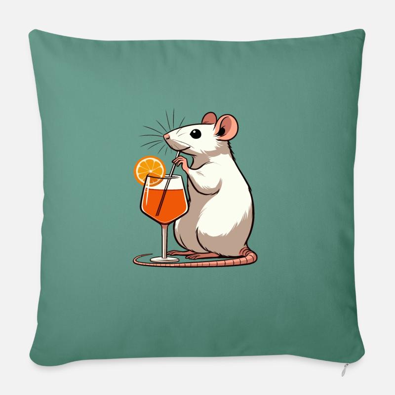Mouse Rat Aperitif Aperoli Spritz Campari Drink - Sofa pillowcase 17,3'' x 17,3'' (45 x 45 cm) - cypress green