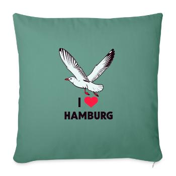 North Sea Moin Seagull I LOVE Hamburg Hanseatic City Love - Sofa pillowcase 17,3'' x 17,3'' (45 x 45 cm) - cypress green - Front