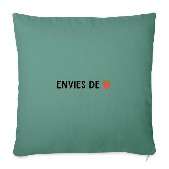 Envies de fraises - Housse de coussin décorative 45 x 45 cm - vert sapin - Devant