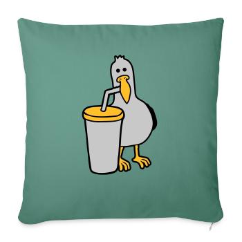 Seagull drinks cola drink - Sofa pillowcase 17,3'' x 17,3'' (45 x 45 cm) - cypress green - Front