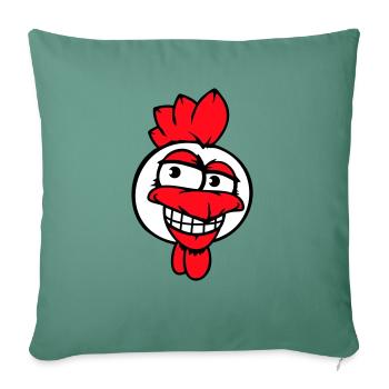 Huhn Vogel Hahn Chick Gockel grinsen Lustig Spaß - Sofakissenbezug 45 x 45 cm - Tanngrün - Vorne