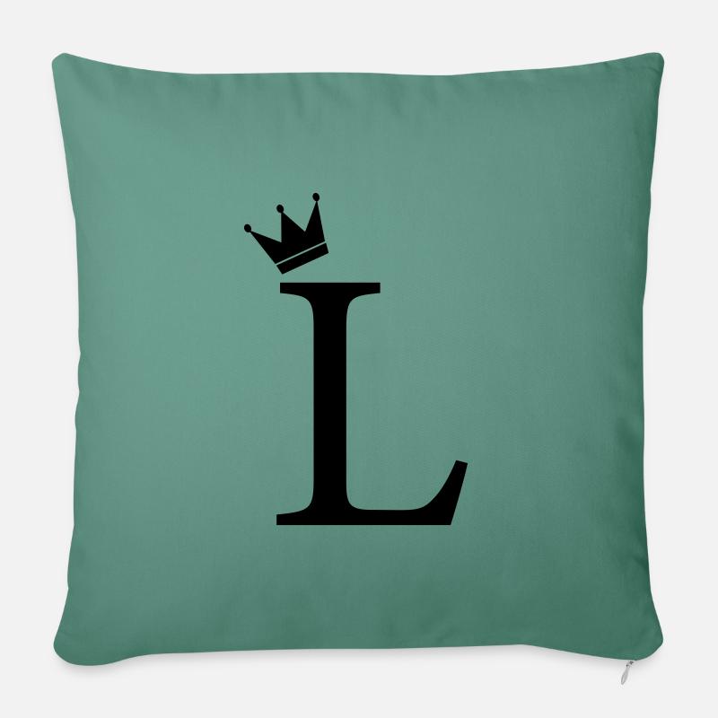 L Monogramm-Krone - Sofakissenbezug 45 x 45 cm - Tanngrün