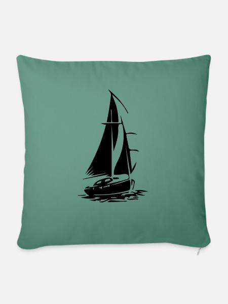 Segelboot - Sofakissenbezug 45 x 45 cm - Tanngrün