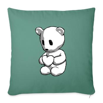 Teddy bear with heart - Sofa pillowcase 17,3'' x 17,3'' (45 x 45 cm) - cypress green - Front