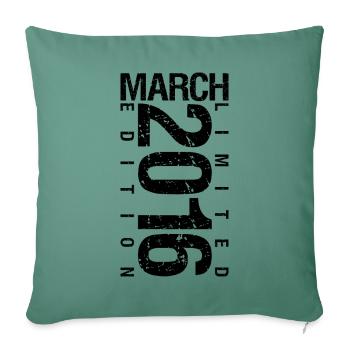 Anniversaire Mars 2016 Mars né en Mars - Housse de coussin décorative 45 x 45 cm - vert sapin - Devant