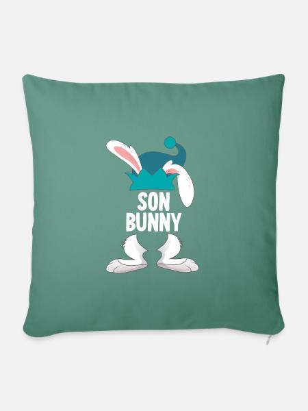 Sohn Osterhase Frohe Ostern - Sofakissenbezug 45 x 45 cm - Tanngrün