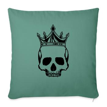 Couronne du roi du crâne - Housse de coussin décorative 45 x 45 cm - vert sapin - Devant