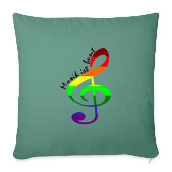 Notenschlüssel Regenbogenfahne Regenbogenfarben - Sofakissenbezug 45 x 45 cm - Tanngrün - Vorne