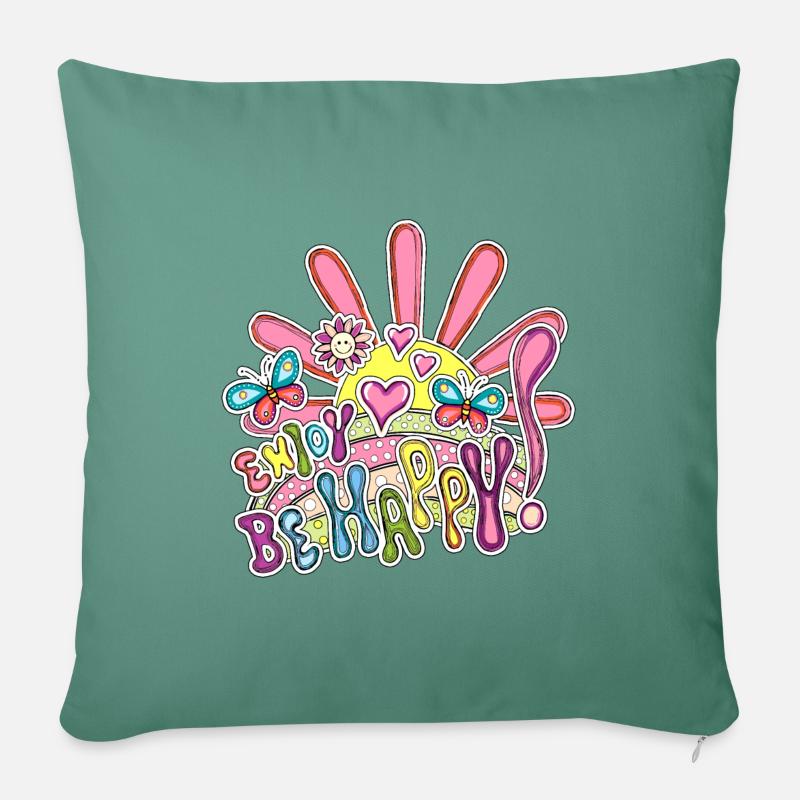 Be happy and proffites - Sofa pillowcase 17,3'' x 17,3'' (45 x 45 cm) - cypress green