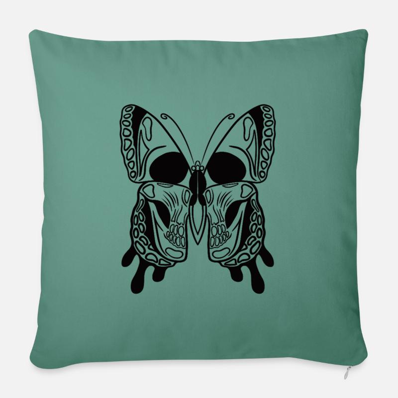 Skull Butterfly - Sofakissenbezug 45 x 45 cm - Tanngrün