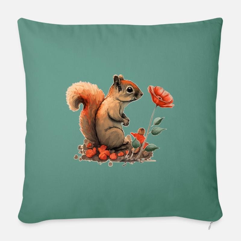 Eichhörnchen - Sofakissenbezug 45 x 45 cm - Tanngrün