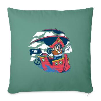 Pirate enfants garçon cadeau anniversaire - Housse de coussin décorative 45 x 45 cm - vert sapin - Devant