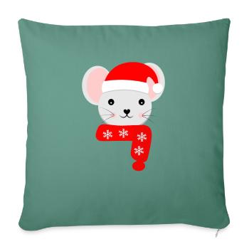 Souris de Noël à Noël - Housse de coussin décorative 45 x 45 cm - vert sapin - Devant