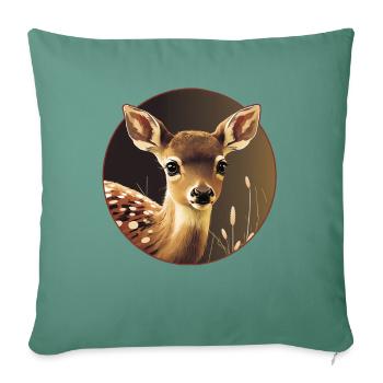 Chevreuils fauves animaux de la forêt - Housse de coussin décorative 45 x 45 cm - vert sapin - Devant