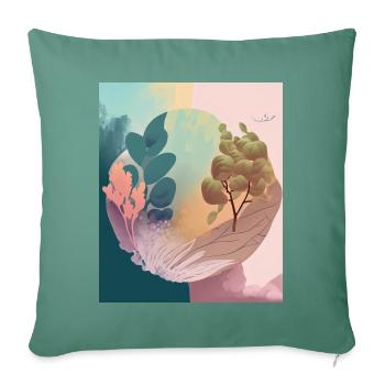 Pastel Magic : Botanique surréaliste - Housse de coussin décorative 45 x 45 cm - vert sapin - Devant