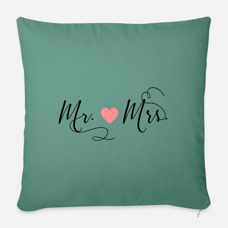 Mr . & Mme personnalisable - Housse de coussin décorative 45 x 45 cm - vert sapin