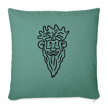 Funny Grandpa Face Comic Style Long Gray Beard - Sofa pillowcase 17,3'' x 17,3'' (45 x 45 cm) - cypress green - Front