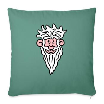 Funny Grandpa Face Comic Style Long Gray Beard - Sofa pillowcase 17,3'' x 17,3'' (45 x 45 cm) - cypress green - Front