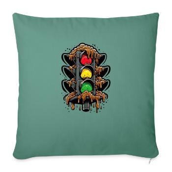Feu de signalisation allemand classique - Housse de coussin décorative 45 x 45 cm - vert sapin - Devant