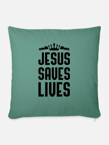 jesus saves lives - Sofakissenbezug 45 x 45 cm - Tanngrün