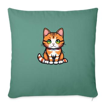 Cat Green Eyes - Sofa pillowcase 17,3'' x 17,3'' (45 x 45 cm) - cypress green - Front