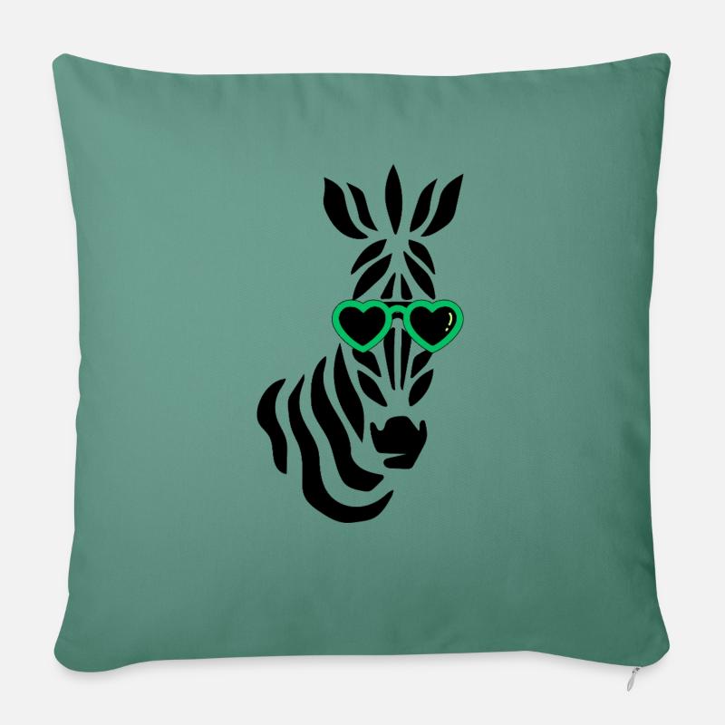 Cooles Zebra mit Sonnenbrille - Sofakissenbezug 45 x 45 cm - Tanngrün