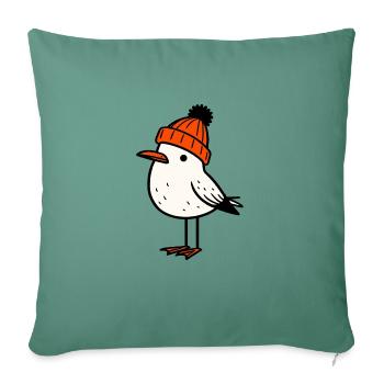 North Sea Harbor Moin Seagull Bird Hat Beanie Orange - Sofa pillowcase 17,3'' x 17,3'' (45 x 45 cm) - cypress green - Front