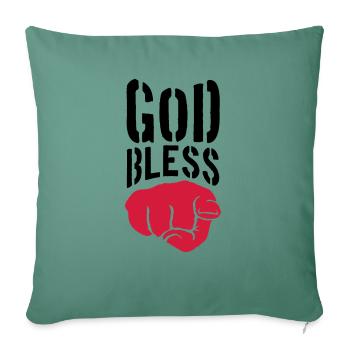 God bless you finger show hand funny god jesus log - Sofa pillowcase 17,3'' x 17,3'' (45 x 45 cm) - cypress green - Front