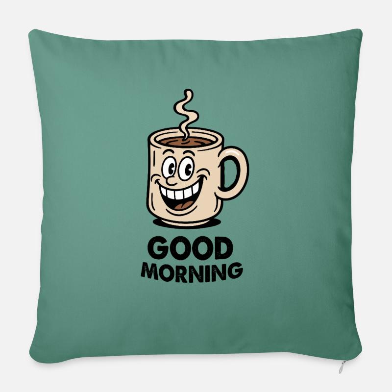 Tasse à café Bande dessinée - Housse de coussin décorative 45 x 45 cm - vert sapin