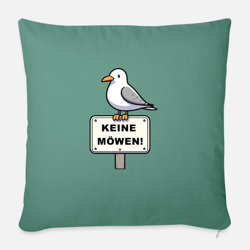 Freche Möwe auf Möwen Verbotsschild Schild Zeichen - Sofakissenbezug 45 x 45 cm - Tanngrün