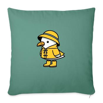 North Sea Rain Seagull Yellow Raincoat Rubber Boots - Sofa pillowcase 17,3'' x 17,3'' (45 x 45 cm) - cypress green - Front