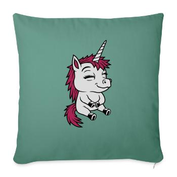 Sedentary little comic unicorn - Sofa pillowcase 17,3'' x 17,3'' (45 x 45 cm) - cypress green - Front