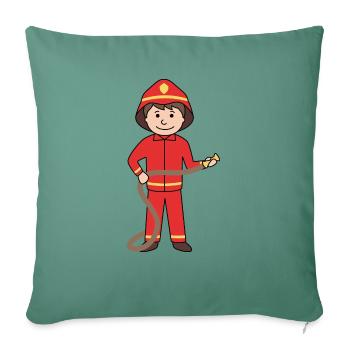 Feuerwehrmann - Sofakissenbezug 45 x 45 cm - Tanngrün - Vorne