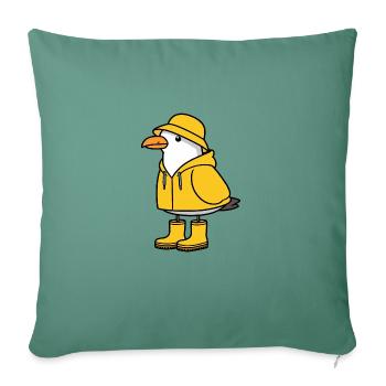 North Sea Rain Seagull Yellow Raincoat Rubber Boots - Sofa pillowcase 17,3'' x 17,3'' (45 x 45 cm) - cypress green - Front