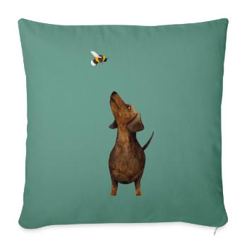 Dackel mit Hummel - Süßestes Dackel Geschenk ever! - Sofakissenbezug 45 x 45 cm - Tanngrün - Vorne